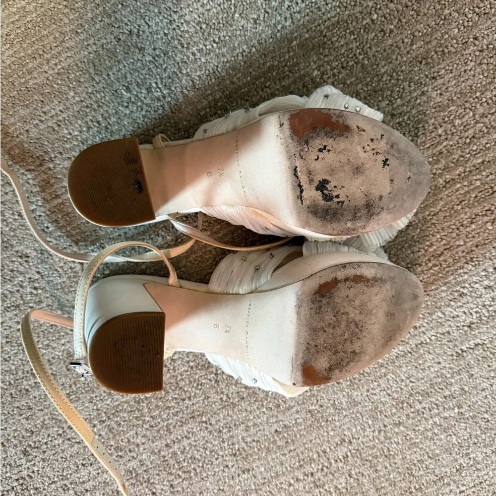 Loeffler Randall Ivory Tulle Knotted Slide Heels with Crystal Accents - Picture 4 of 4